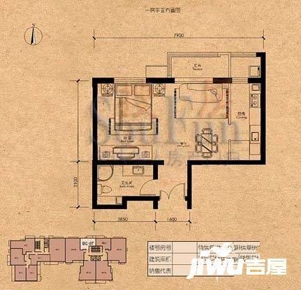 格调1室2厅1卫56.4㎡户型图