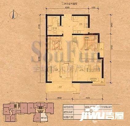 格调2室2厅1卫108.2㎡户型图