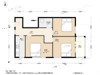 扣钟北里东区3室0厅1卫65.7㎡户型图