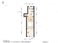 扣钟北里东区1室2厅1卫35.4㎡户型图