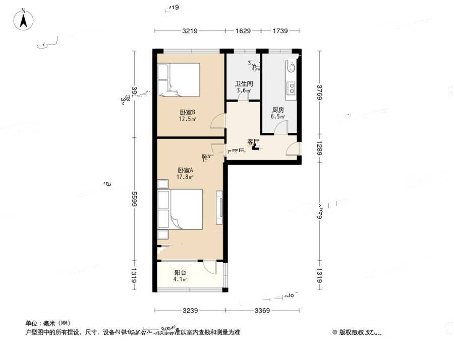 儒福里2室1厅1卫69.2㎡户型图