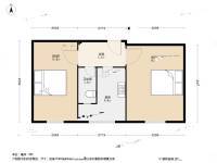 菜园北里2室0厅1卫51.3㎡户型图