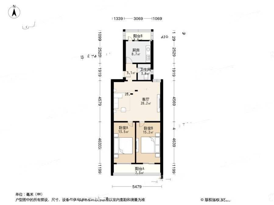 西环里2室1厅1卫108㎡户型图