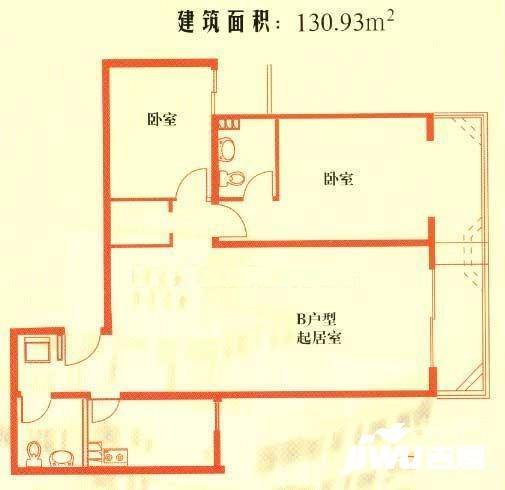 丽水湾畔2室2厅1卫130㎡户型图