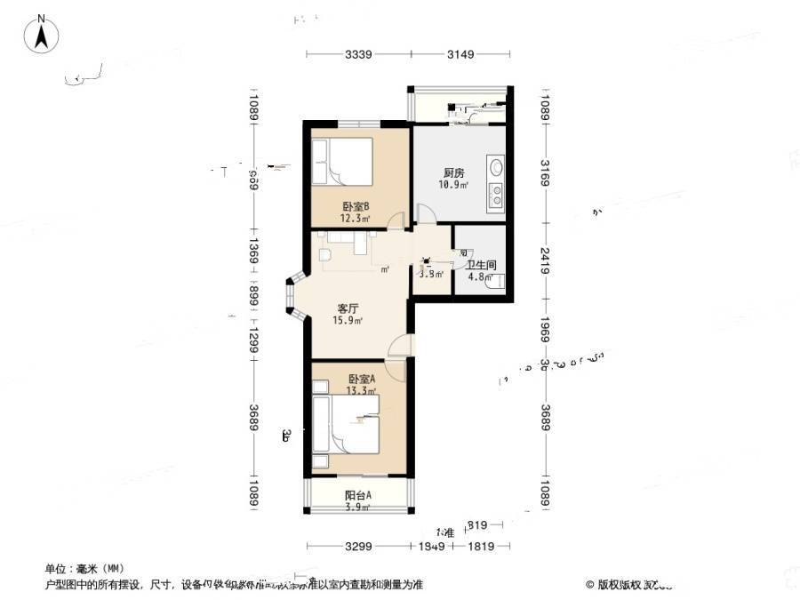 博达小区2室1厅1卫82㎡户型图