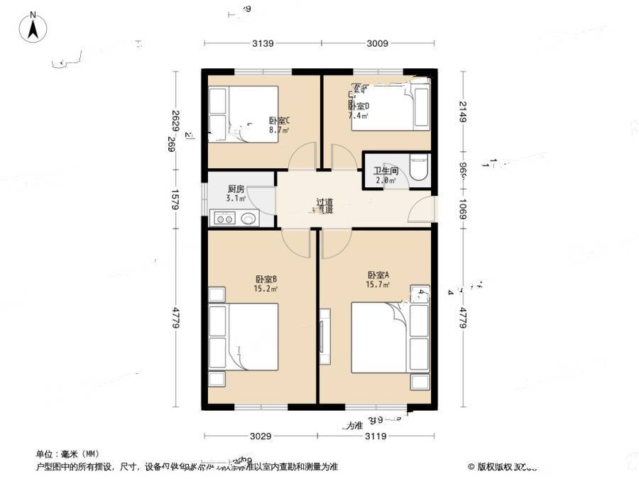 东四四条4室0厅1卫79.1㎡户型图