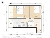 苗圃东里2室1厅1卫67.8㎡户型图