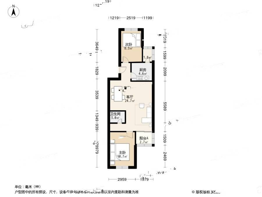 金丰园2室1厅1卫82㎡户型图