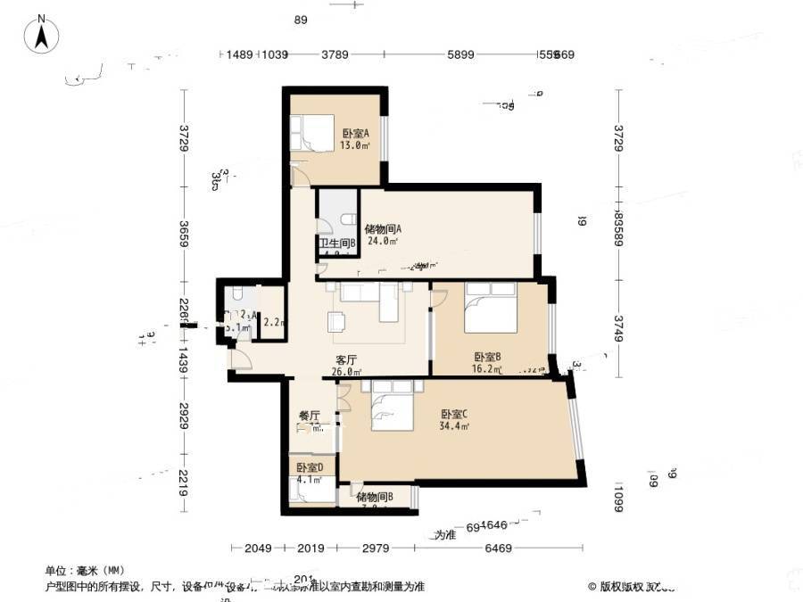 正东国际大厦3室2厅3卫238㎡户型图