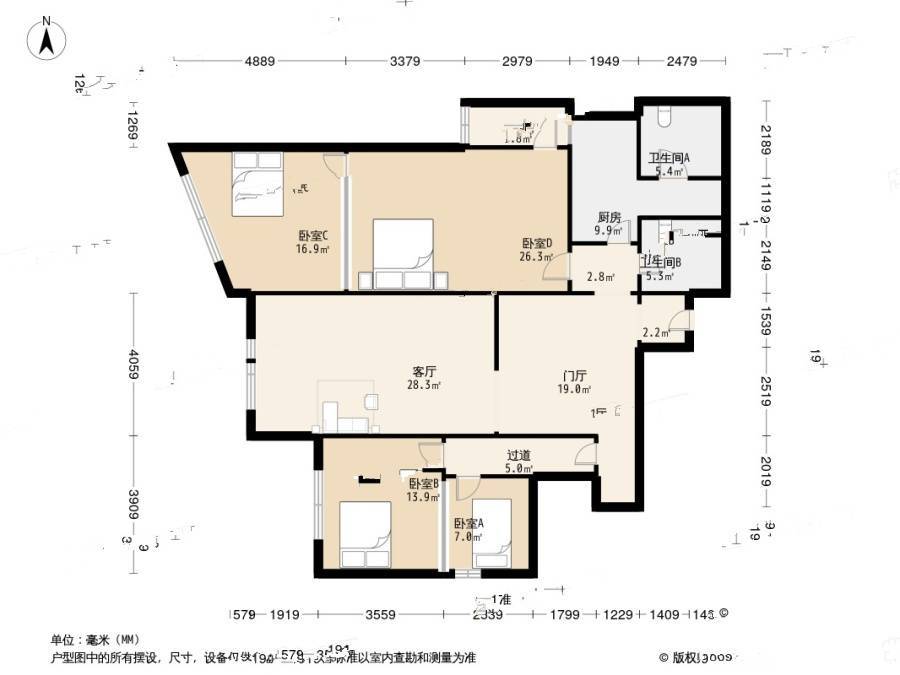 正东国际大厦3室1厅2卫210㎡户型图