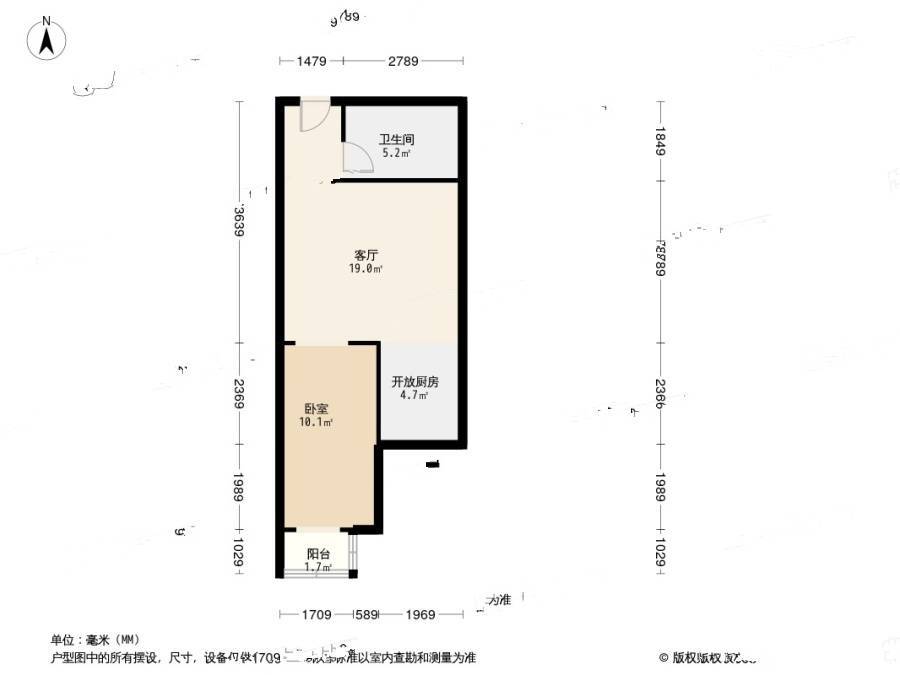 宝隆公寓1室1厅1卫60㎡户型图