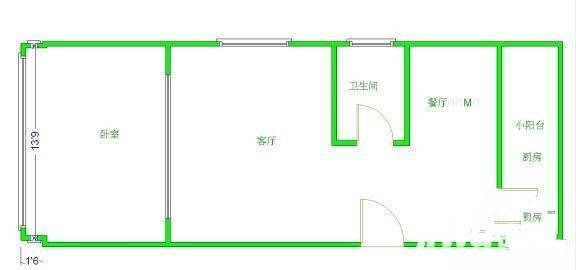 金鸽园南区1室1厅1卫60㎡户型图