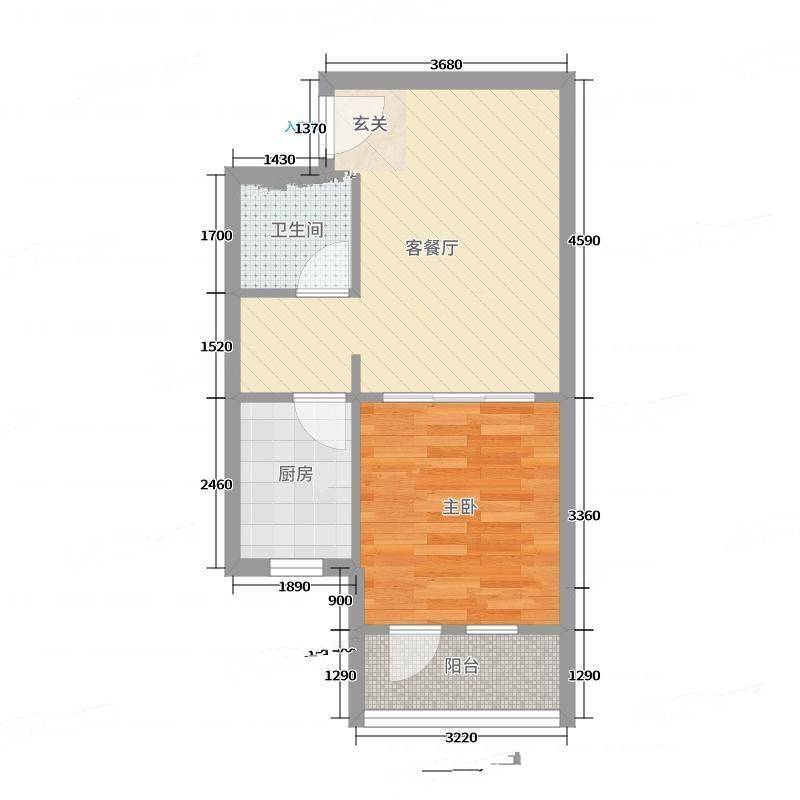 八里庄北里1室0厅0卫44㎡户型图