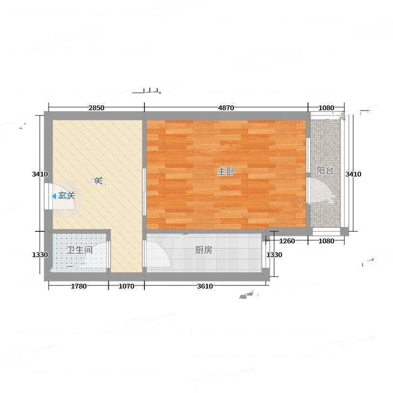 八里庄北里1室0厅0卫45㎡户型图