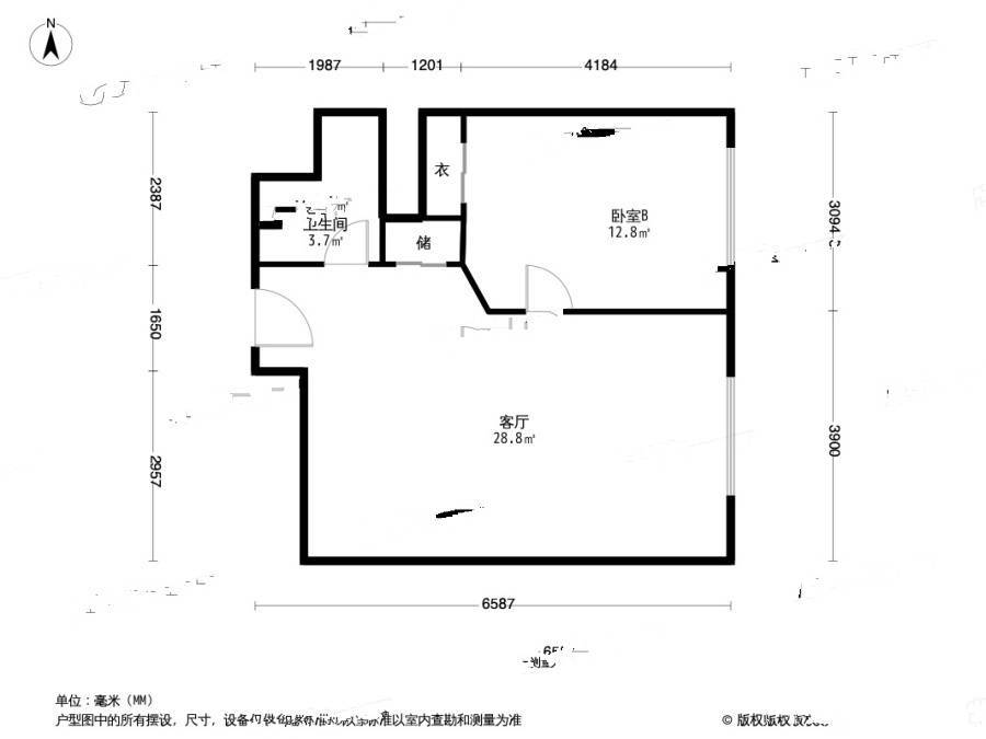 乐成豪丽1室1厅1卫67.7㎡户型图