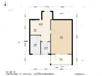 马连洼1号院1室2厅1卫50㎡户型图
