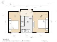 马连洼1号院2室1厅1卫53.8㎡户型图