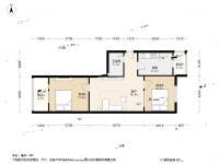 马连洼1号院2室1厅1卫76.7㎡户型图