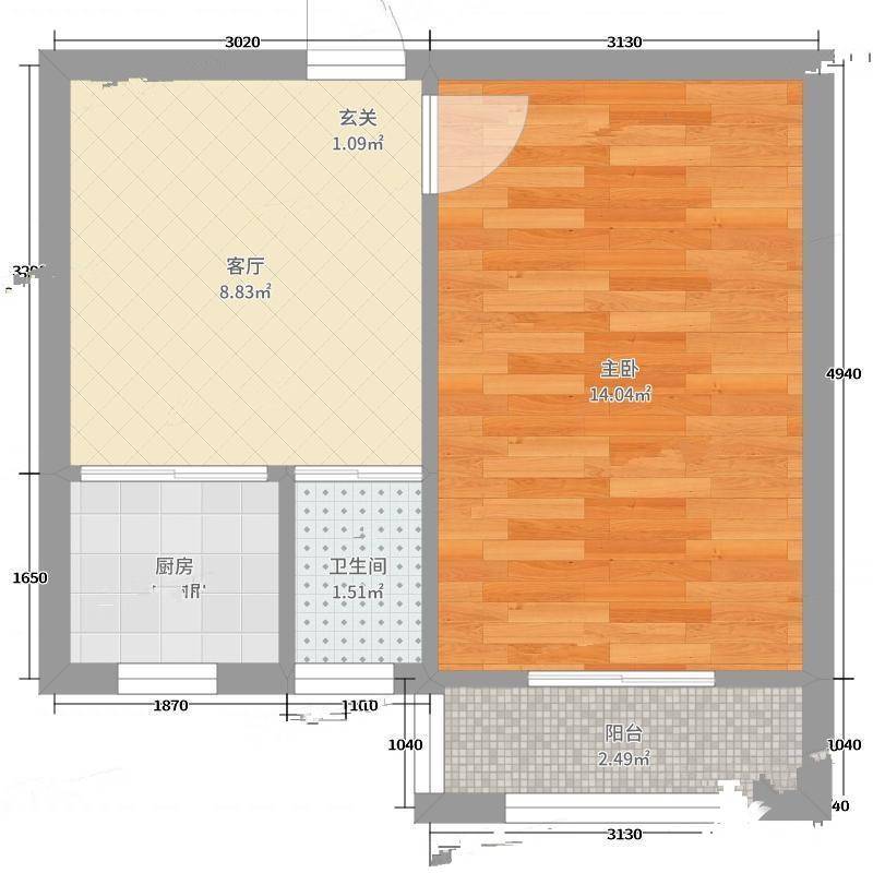 信建里1室0厅0卫37㎡户型图