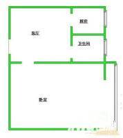 育人里1室1厅1卫46㎡户型图