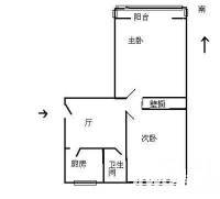 育人里2室1厅1卫45㎡户型图