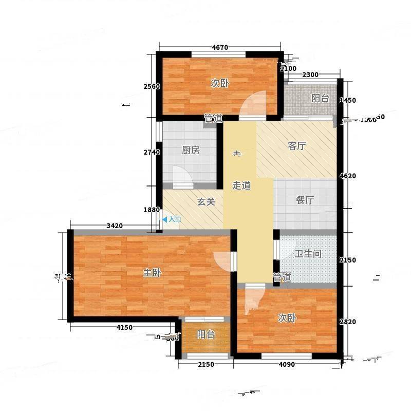 双桥温泉北里3室0厅0卫93㎡户型图