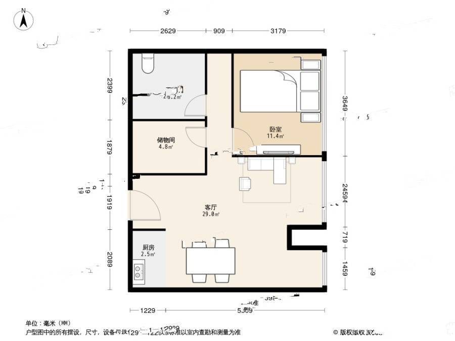 数码大厦1室1厅1卫88㎡户型图