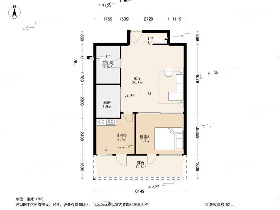 碧水云天2室1厅1卫73㎡户型图