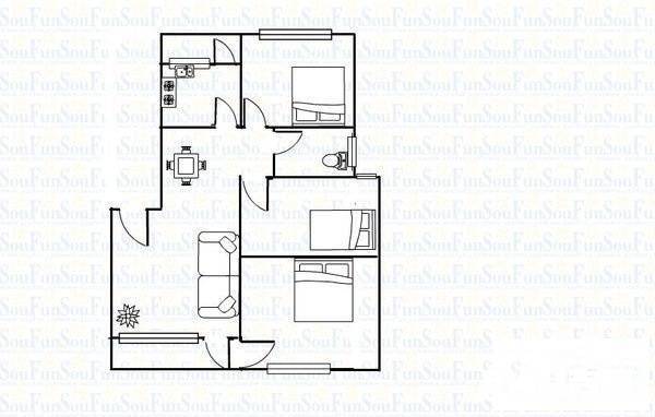 樟木头住宅3室2厅1卫90㎡户型图