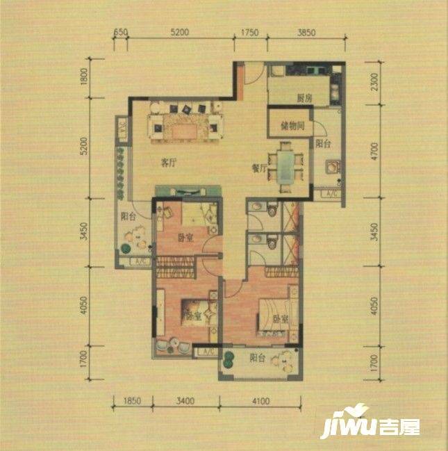 丰泰观山碧水花园3室2厅2卫152㎡户型图