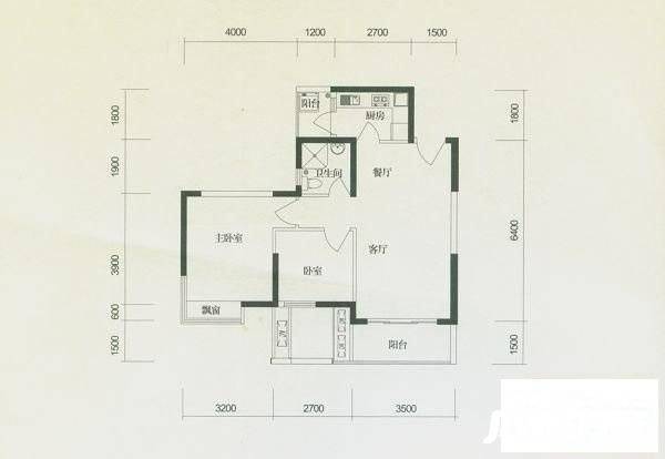 中惠沁林山庄二期2室1厅1卫89㎡户型图