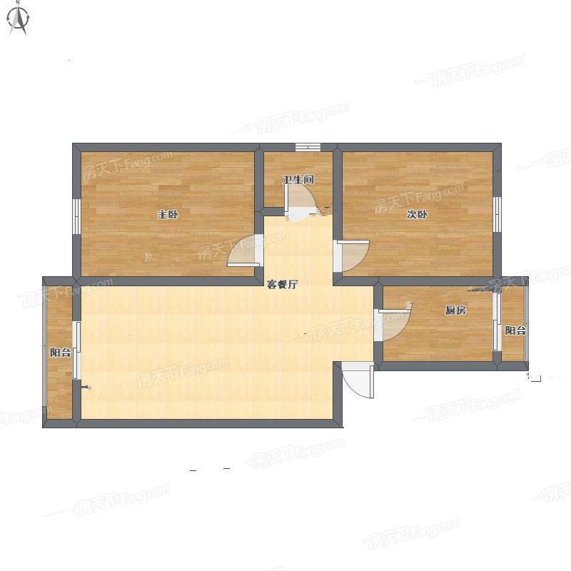 大步海滨花园二期2室2厅0卫90㎡户型图