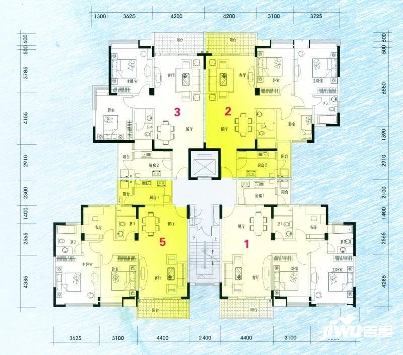 大步海滨花园一期3室2厅2卫113.4㎡户型图