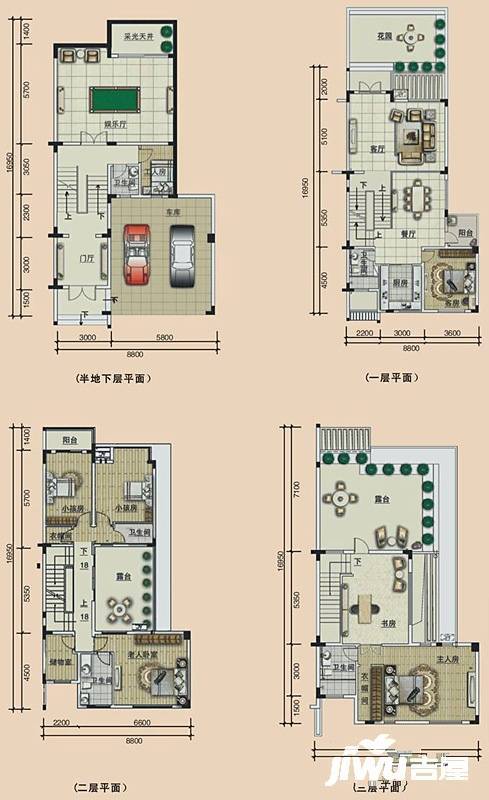 清华居别墅6室3厅5卫398㎡户型图