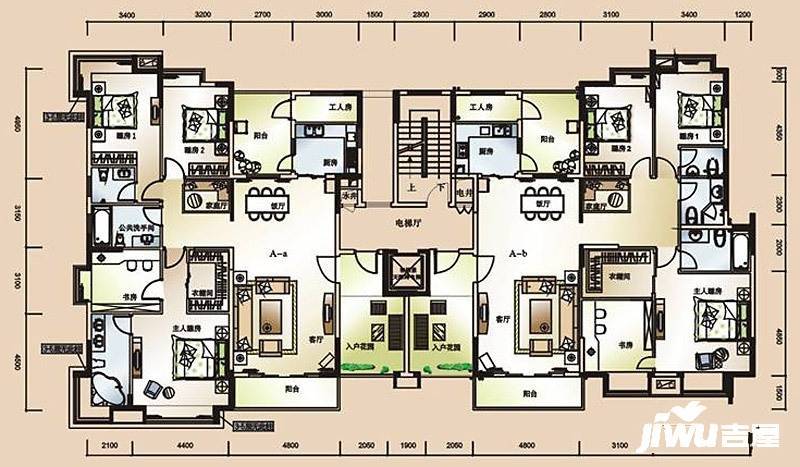 清华居别墅4室3厅3卫166㎡户型图