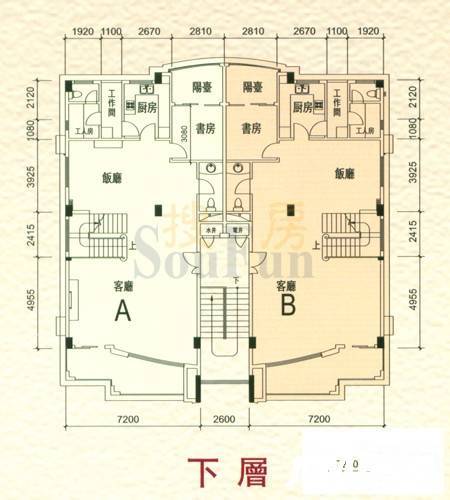 嘉多利山花园别墅6室3厅3卫280.6㎡户型图