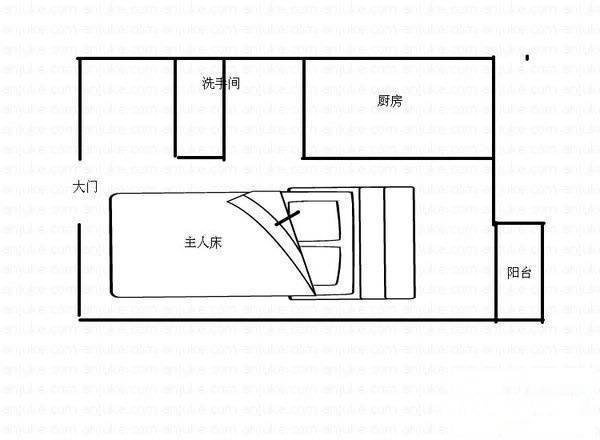 南城鸿福广场1室0厅1卫33㎡户型图