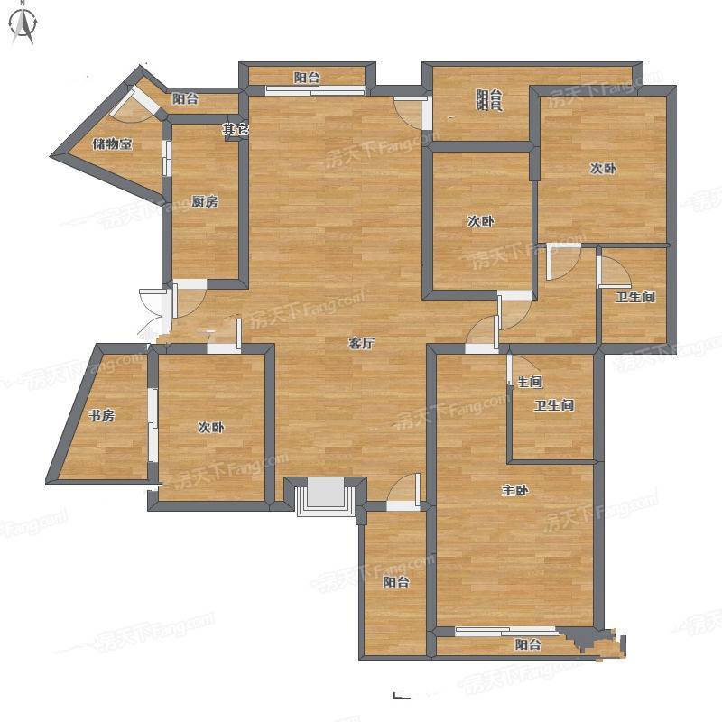 东泰花园5室2厅0卫178㎡户型图