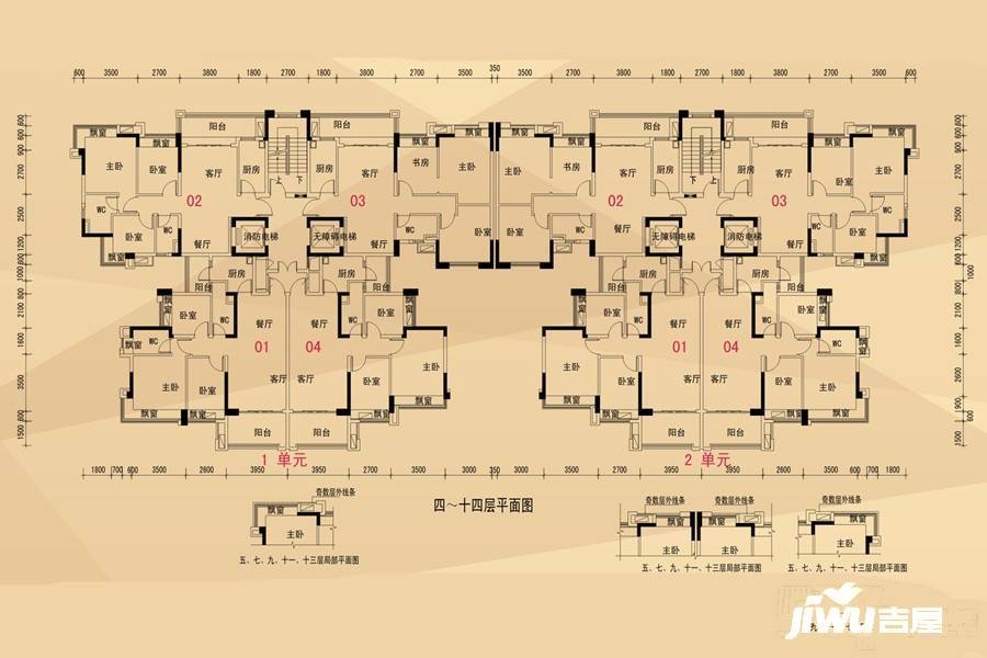 碧桂园柏丽湾别墅3室2厅2卫89㎡户型图