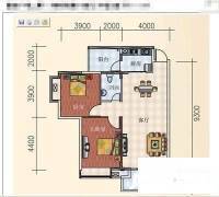 塘厦东港城2室2厅1卫78㎡户型图