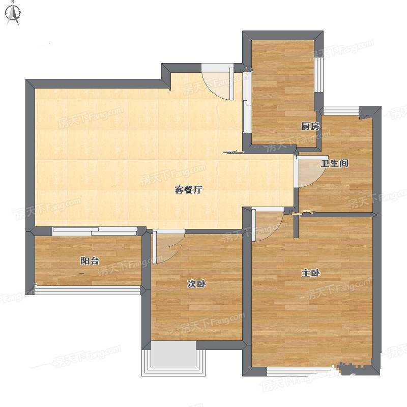 万科城新里程2室2厅0卫68㎡户型图