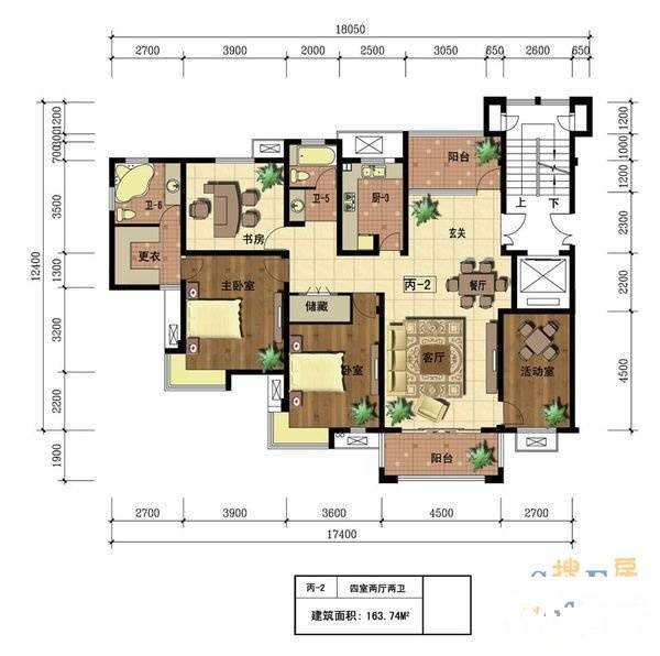 丽城旅游小区4室2厅2卫122㎡户型图