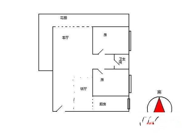 明珠广场（常平）2室1厅1卫44㎡户型图