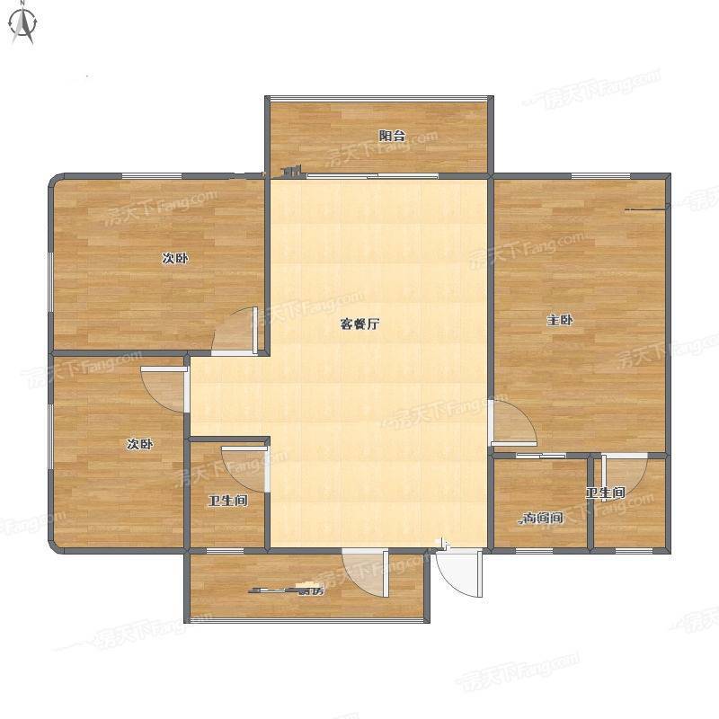 莞城东江花园3室2厅0卫110㎡户型图