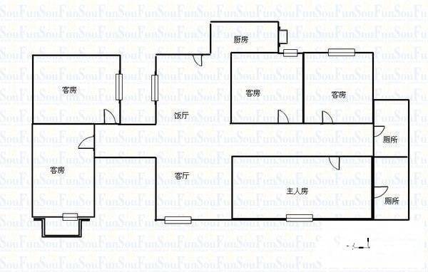 人民银行宿舍(东城)5室2厅1卫175㎡户型图