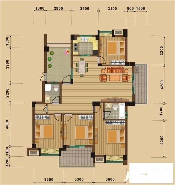 美景花园（虎门）4室2厅2卫157㎡户型图