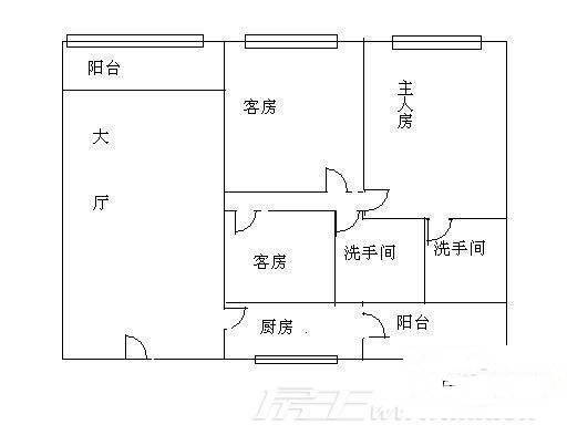 新园中区3室2厅2卫98㎡户型图