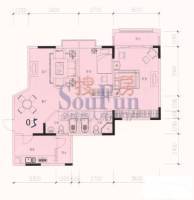 新园中区1室1厅1卫45㎡户型图