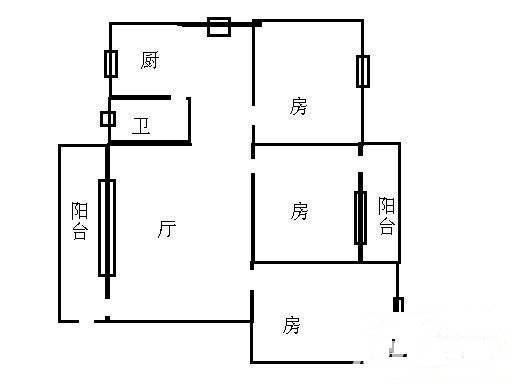 新园中区3室2厅2卫98㎡户型图