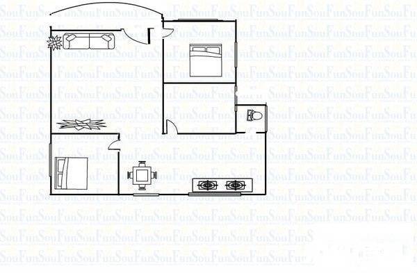 樟村万德楼3室1厅1卫100㎡户型图